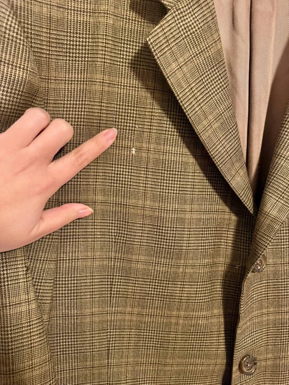 Burberry Bond Street Wool Blazer 44R Tan Plaid Houndstooth Sport Coat USA